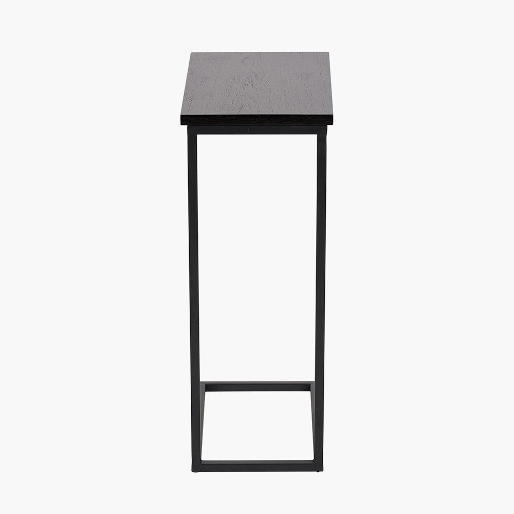 Soho Black Ash Wood & Black Metal Supper Side Table